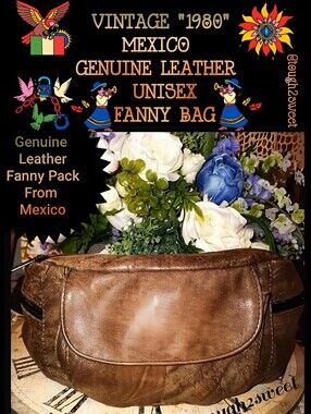 LEATHER VINTAGE MEXICO "1980' GENUINE LEATHER VINTAGE UNISEX RETRO FANNY BAG